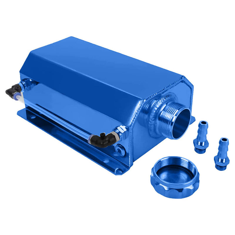 Square Radiator Overflow Tank 2L Blue Aluminum Coolant Radiator Overflow Reservoir Expansion Water T ...