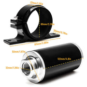 DURAFORCE High Flow 100 Micron Inline Fuel Filter Cleanable AN6 AN8 AN10 Adapter Fitting