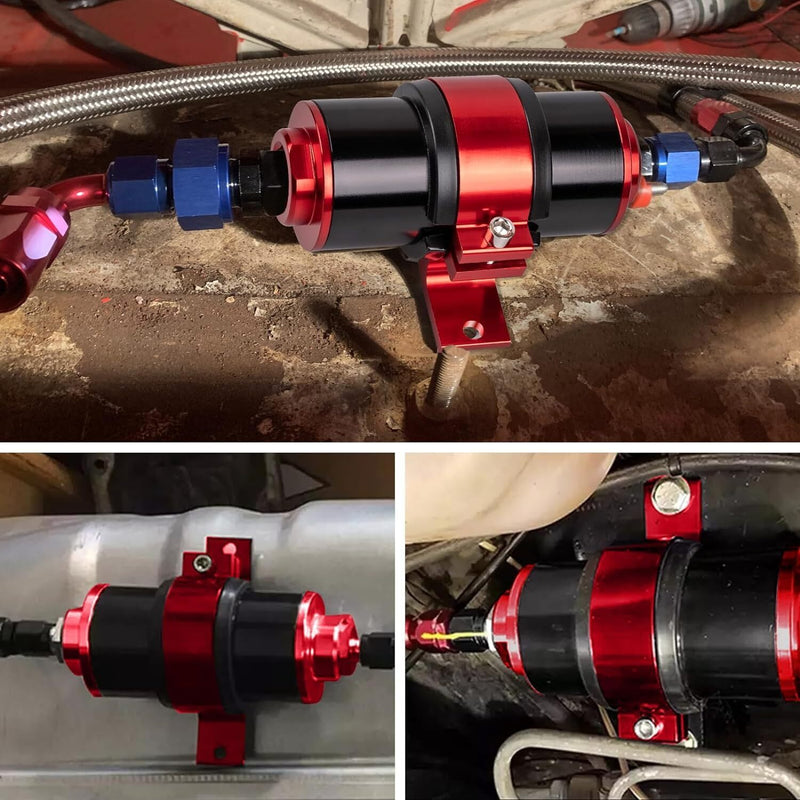 DURAFORCE High Flow 100 Micron Inline Fuel Filter Cleanable AN6 AN8 AN10 Adapter Fitting