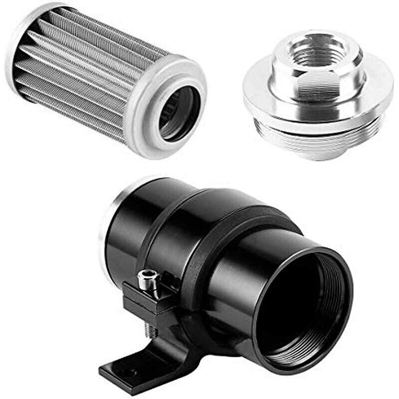 DURAFORCE High Flow 100 Micron Inline Fuel Filter Cleanable AN6 AN8 AN10 Adapter Fitting