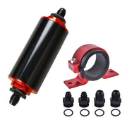 DURAFORCE High Flow 100 Micron Inline Fuel Filter Cleanable AN6 AN8 AN10 Adapter Fitting