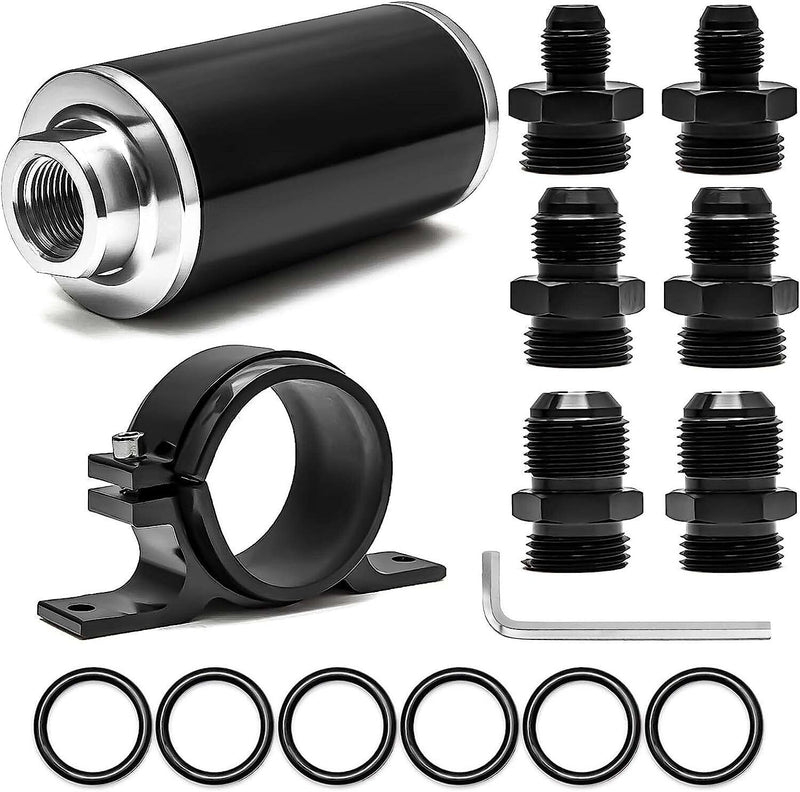 DURAFORCE 30 Micron Inline Fuel Filter w/ 6AN 8AN 10AN Adapter Fitting An Fuel Filter