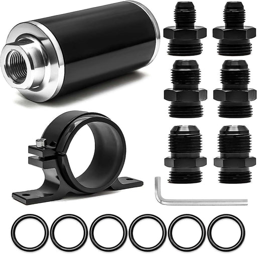DURAFORCE 30 Micron Inline Fuel Filter w/ 6AN 8AN 10AN Adapter Fitting An Fuel Filter