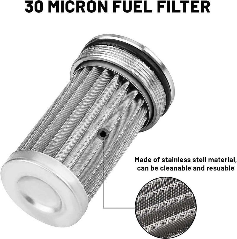 DURAFORCE 30 Micron Inline Fuel Filter w/ 6AN 8AN 10AN Adapter Fitting An Fuel Filter