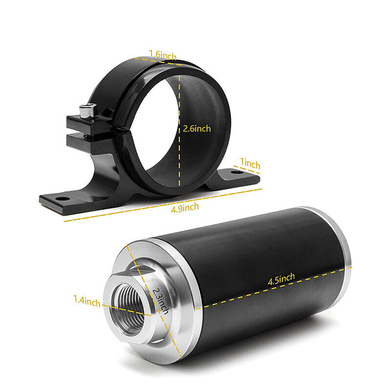 DURAFORCE 30 Micron Inline Fuel Filter w/ 6AN 8AN 10AN Adapter Fitting An Fuel Filter
