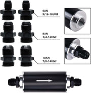 DURAFORCE 30 Micron Inline Fuel Filter w/ 6AN 8AN 10AN Adapter Fitting An Fuel Filter