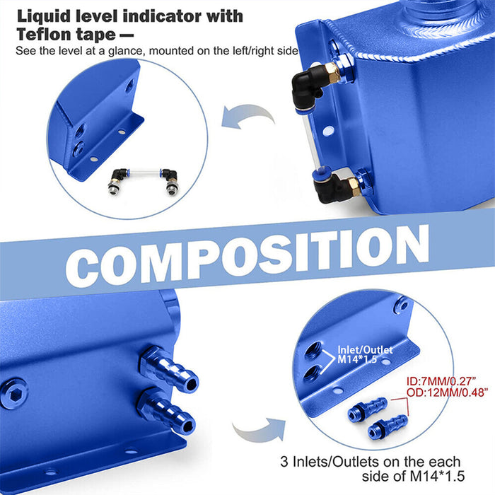 DURAFORCE 1L Aluminum Radiator Coolant Overflow Bottle Water Tank Reservoir with Cap US Ne