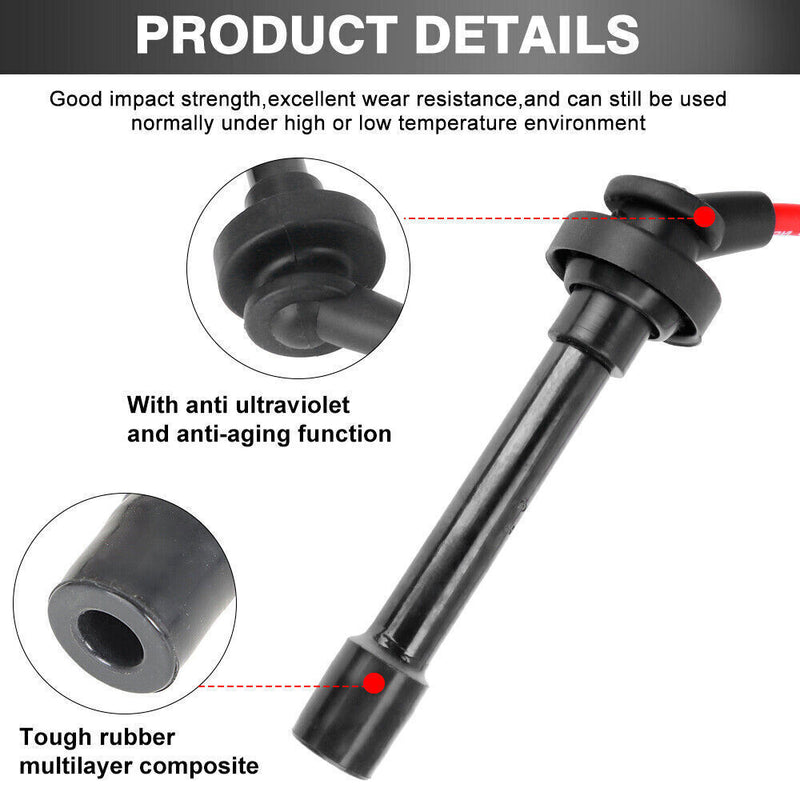 DURAFORCE 7mm Cable Spark Plug Ignition Wires For Honda Accord Civic Del Sol 92-00 2.3L
