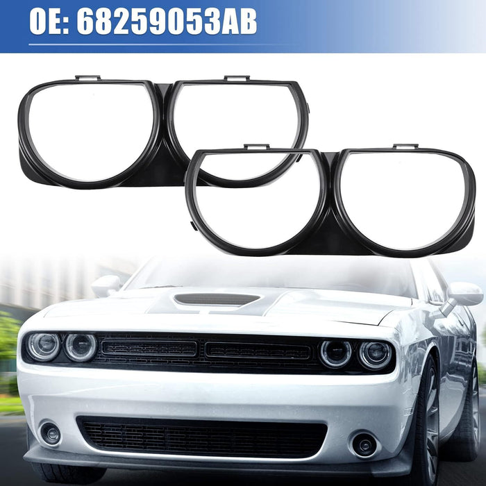 DURAFORCE LH & RH Front Headlight Bezel Lamp Cover Trim Set For 2015-2021 Dodge Challenger