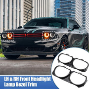 DURAFORCE LH & RH Front Headlight Bezel Lamp Cover Trim Set For 2015-2021 Dodge Challenger