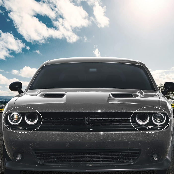 DURAFORCE LH & RH Front Headlight Bezel Lamp Cover Trim Set For 2015-2021 Dodge Challenger