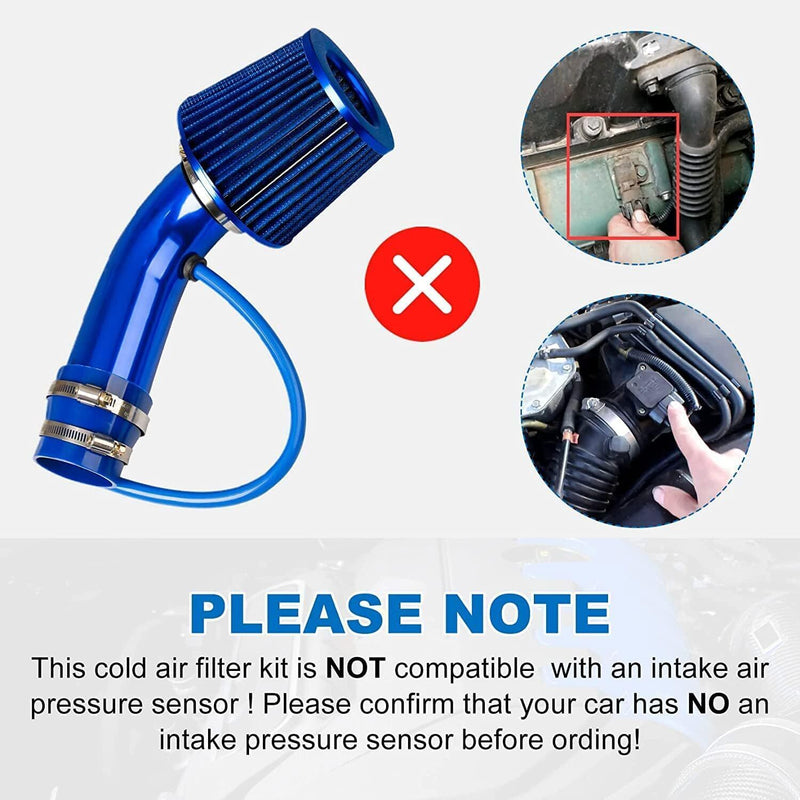 DURAFORCE 3" Cold Air Intake Filter Induction Kit Pipe Power Flow Hose System US New