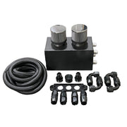 DURAFORCE AN10 Oil Catch Can Reservoir Tank w Dual Breather Filter Baffled Tank Kit 4 Port
