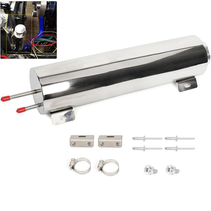 DURAFORCE 3" X 9" Polished Stainless Steel 32 OZ Radiator Coolant Over Flow Puke Tank Can