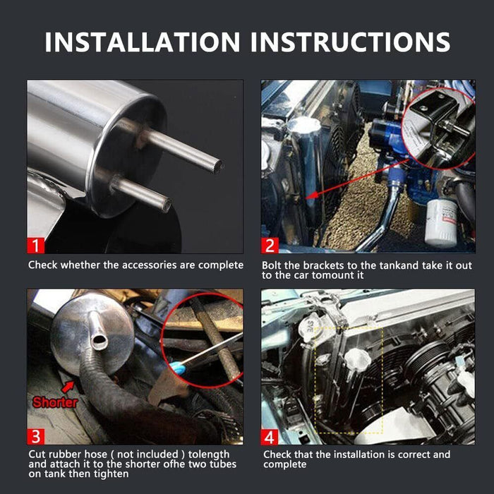 DURAFORCE 3" X 9" Polished Stainless Steel 32 OZ Radiator Coolant Over Flow Puke Tank Can