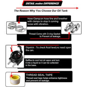 DURAFORCE Engine Oil Catch Can Kit Baffled Reservoir Tank Aluminum with Fuel Line Black