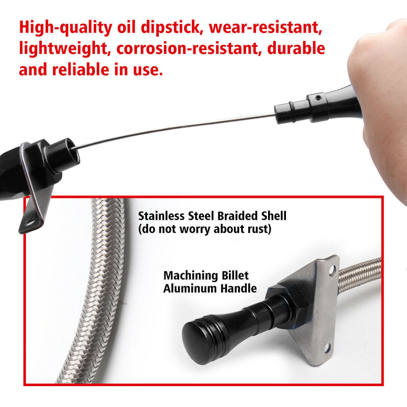 DURAFORCE Flexible Transmission Dipstick Kit For GM Chevy TH-350 TH-400 Turbo SBC BBC Blac
