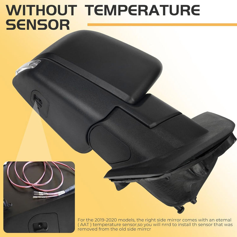 DURAFORCE Passenger Right Side Mirror For 15-2020 Ford F-150 Black Power Heated+LED Signal