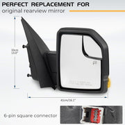 DURAFORCE Passenger Right Side Mirror For 15-2020 Ford F-150 Black Power Heated+LED Signal