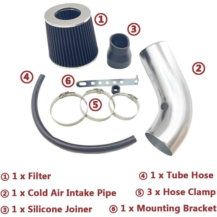 DURAFORCE 3" Inch Cold Air Intake Filter Induction Kit Pipe Aluminum Power Flow Hose