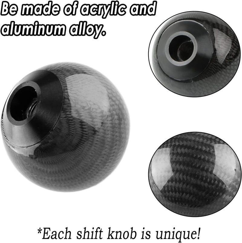 DURAFORCE Universal Carbon Fiber Car Gear Shift Knob Head Shifter Lever Round Ball Shape