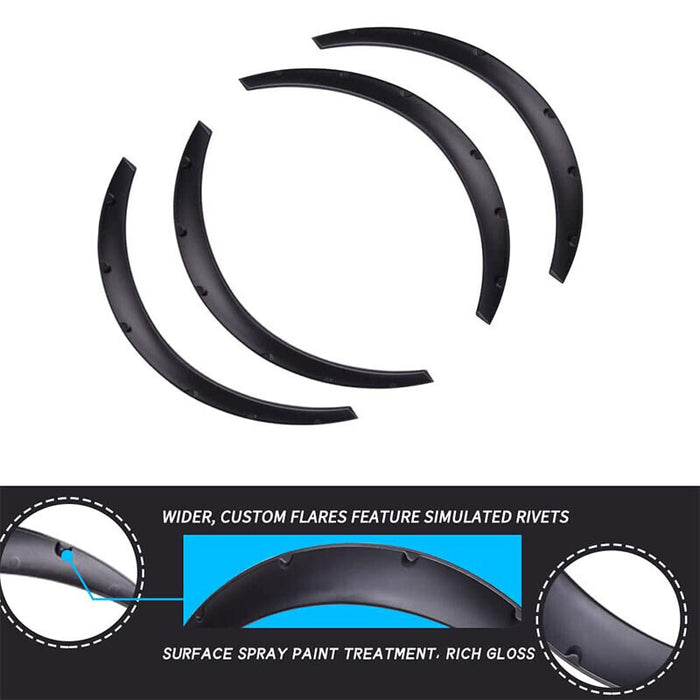 DURAFORCE Universal Car Truck Wheel Fender Flares Cover Wide body Kit wheel arches Black