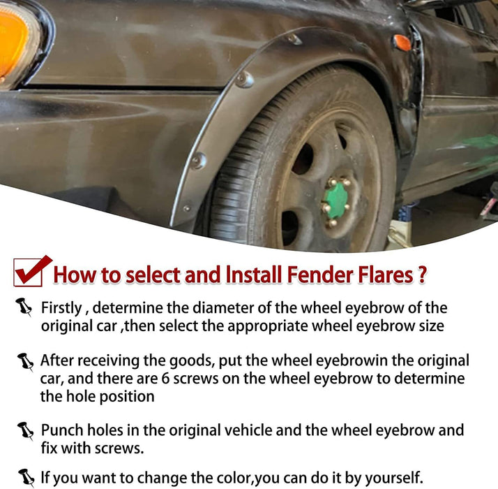 DURAFORCE Universal Car Truck Wheel Fender Flares Cover Wide body Kit wheel arches Black