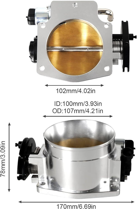 DURAFORCE 102MM LS Throttle Body with Position Sensors TPS IAC + Throttle Gas Cable Kit