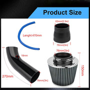 DURAFORCE Aluminum 3" Universal Cold Air Intake Induction Hose Pipe Car Kit Filter