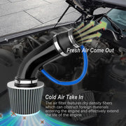 DURAFORCE Aluminum 3" Universal Cold Air Intake Induction Hose Pipe Car Kit Filter