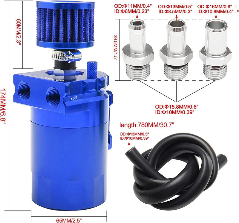 DURAFORCE Car Oil Catch Can Kit Reservoir Baffled Tank with Breather Filter Universal Part