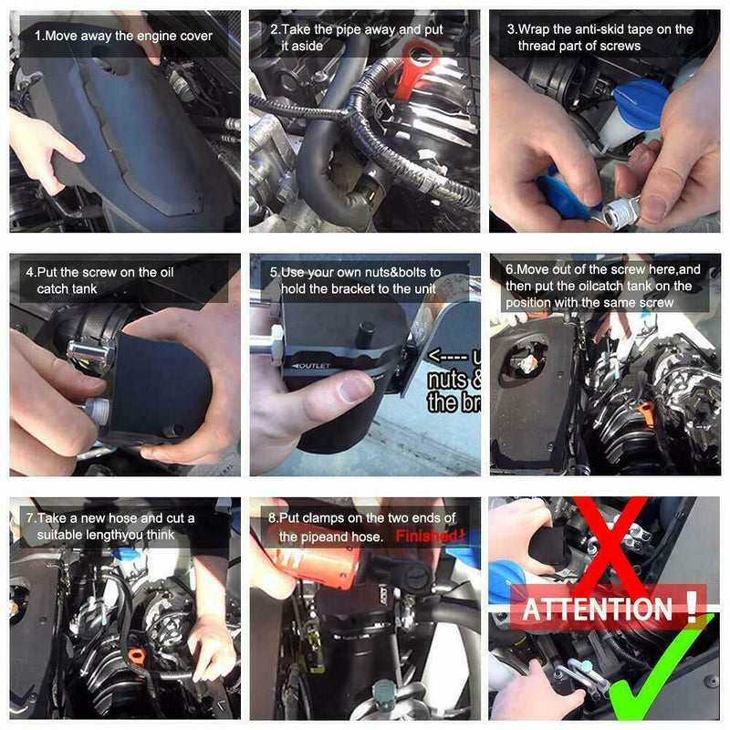 DURAFORCE Car Oil Catch Can Kit Reservoir Baffled Tank with Breather Filter Universal Part