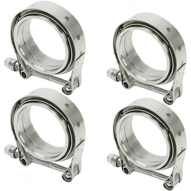 DURAFORCE 4 x 4"inch V-band Clamp Sliver steel Flange Male-Female For Exhaust Downpipe New