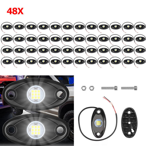 DURAFORCE 48X White LED Rock Lights Underbody Trail Rig Glow Lamp Offroad SUV Pickup Truck