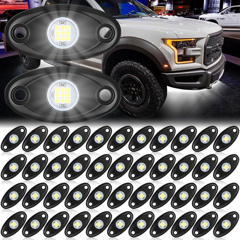 DURAFORCE 48X White LED Rock Lights Underbody Trail Rig Glow Lamp Offroad SUV Pickup Truck