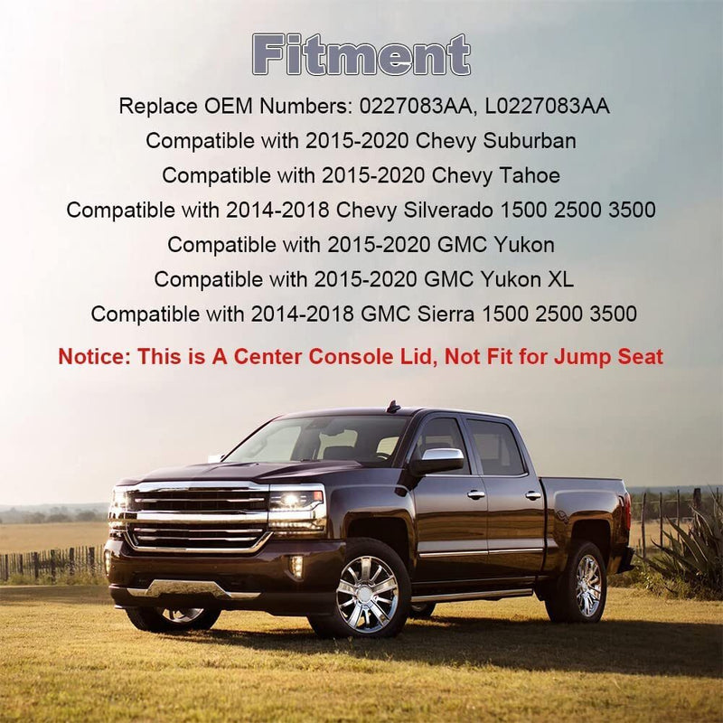 DURAFORCE Leather Center Console Armrest Lid For 2014-2019 Chevrolet Silverado GMC Sierra