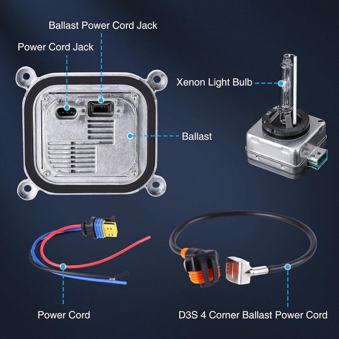 DURAFORCE 2 HID Xenon Ballast Control Unit Computer &D3S Bulb Kit For 2010-19 Ford Mustang