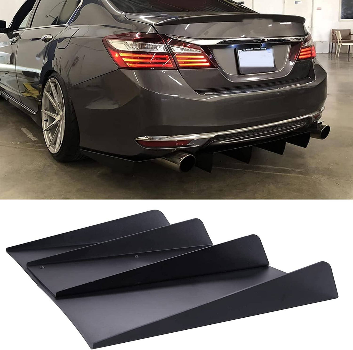 Universal Rear Splitter Universal Rear Diffuser 4 Shark Fins Under Bumper Splitter Unpainted B ...