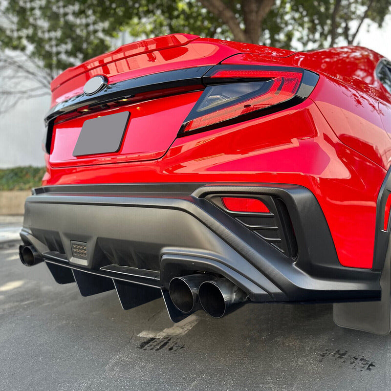 DURAFORCE Universal Rear Diffuser 4 Shark Fins Under Bumper Splitter Unpainted Black ABS
