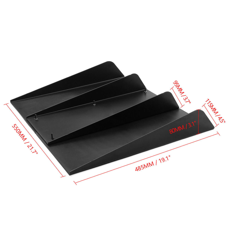 DURAFORCE Universal Rear Diffuser 4 Shark Fins Under Bumper Splitter Unpainted Black ABS