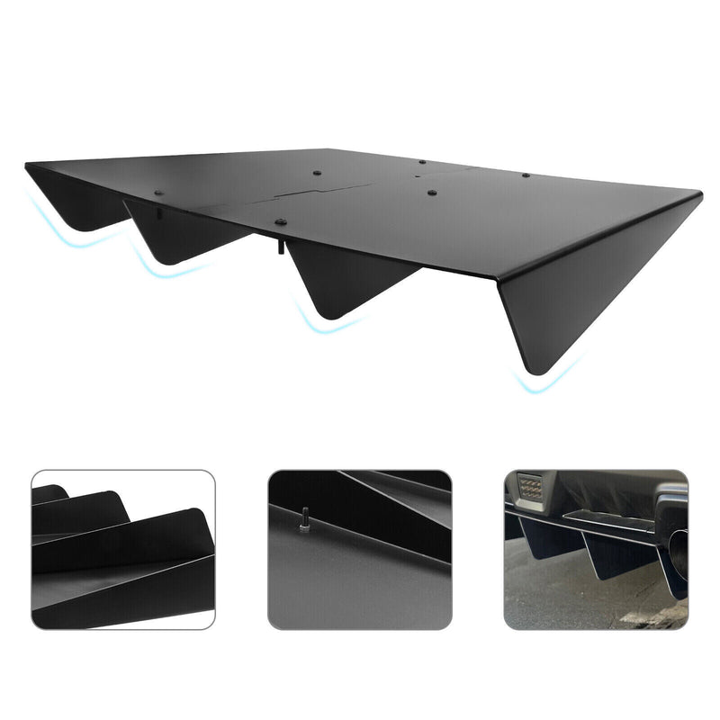 DURAFORCE Universal Rear Diffuser 4 Shark Fins Under Bumper Splitter Unpainted Black ABS
