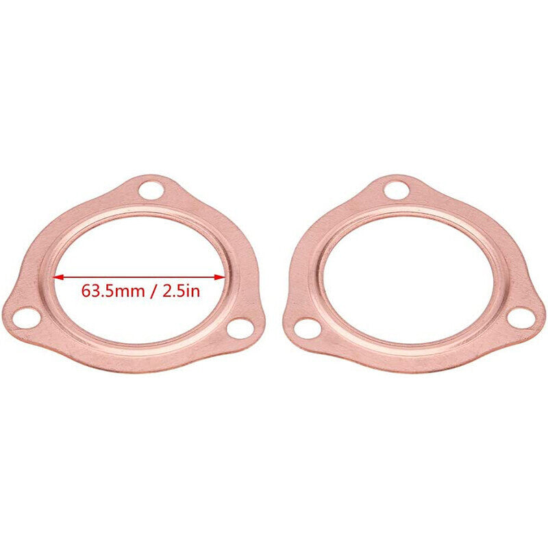 DURAFORCE 2 x 2.5” Inch Copper Header Exhaust Collector Gaskets Flanges Universal 3 Bolt
