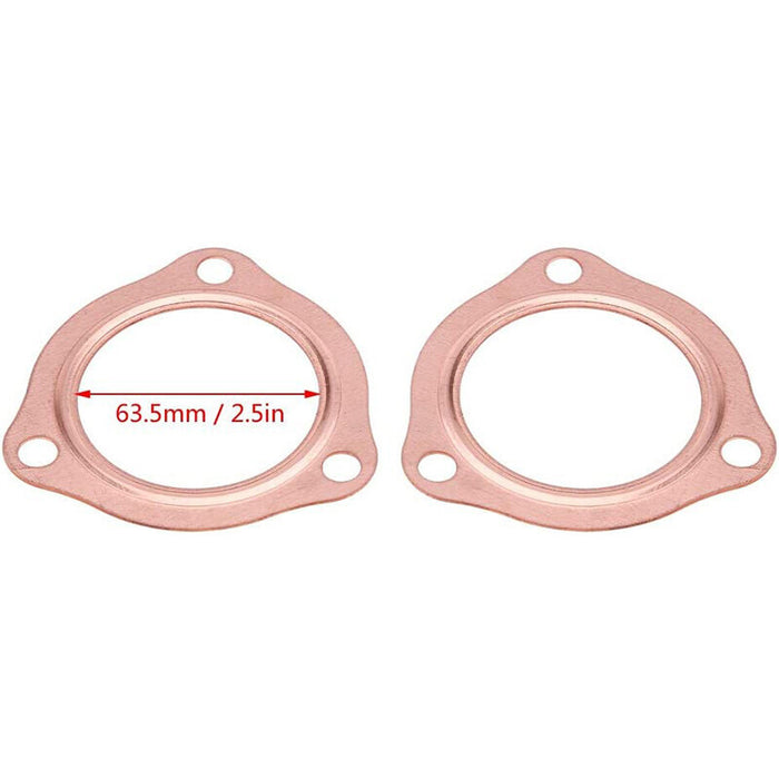 DURAFORCE 2 x 2.5” Inch Copper Header Exhaust Collector Gaskets Flanges Universal 3 Bolt