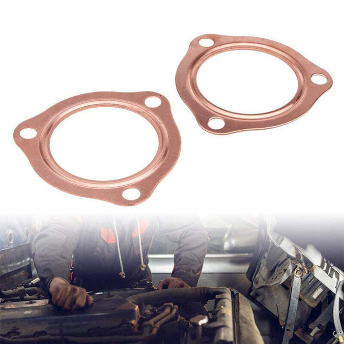 DURAFORCE 2 x 2.5” Inch Copper Header Exhaust Collector Gaskets Flanges Universal 3 Bolt