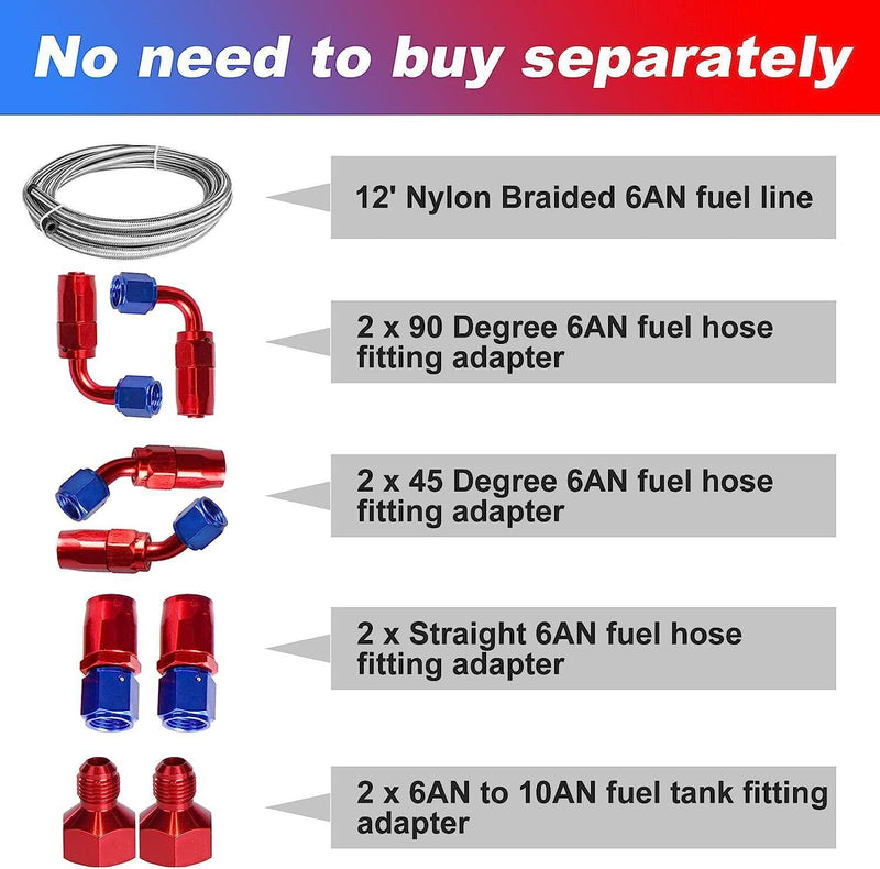 DURAFORCE 20 Gallon Universal Aluminum Racing/Drift Fuel Cell Tank w/ 12" Fuel Line Kit