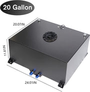 DURAFORCE 20 Gallon Universal Aluminum Racing/Drift Fuel Cell Tank w/ 12" Fuel Line Kit