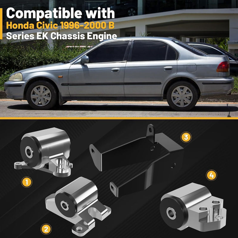 DURAFORCE 3-Bolt Motor Mount Swap Mount Kit For Honda Civic 1996-2000 B Series EK Chassis