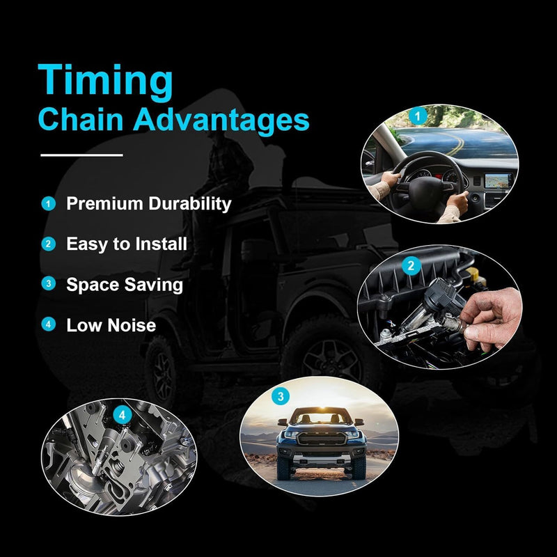 DURAFORCE Timing Chain Kit With VVT Cam Phaser for Ford F-150 Lincoln MKX 3.5L 2011-2017