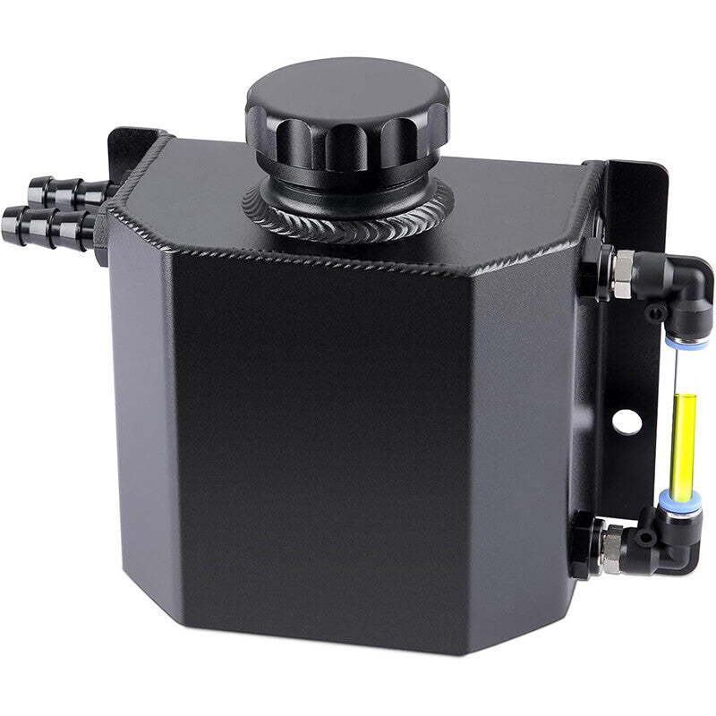 DURAFORCE Car Universal 1L Engine Radiator Coolant Overflow Tank Expansion Reservoir Black
