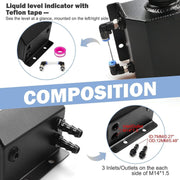 DURAFORCE Car Universal 1L Engine Radiator Coolant Overflow Tank Expansion Reservoir Black